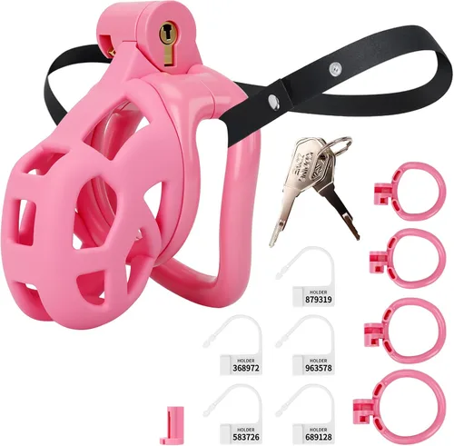 Miniatura 12 de Jaula de castidad masculina Astini con cinturón elástico y candado invisible - 4 anillos Diseño ligero de ajuste cómodo para uso a largo plazo, Negro