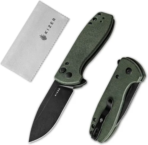 Miniatura 10 de Kizer Amicus Cuchillo de bolsillo pequeño, 2.95 pulgadas 9Cr18MoV hoja de acero, mango negro G10 plegable EDC cuchillo L3002A1