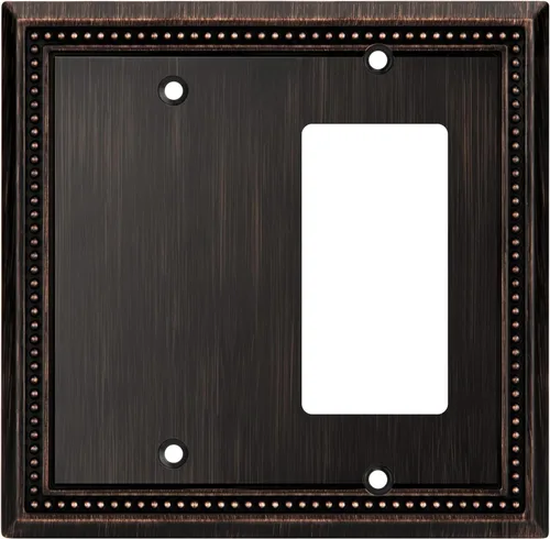 Miniatura 122 de Henne Bery Sunken Pearls - Placa de pared decorativa resistente para interruptor, cubierta para tomacorrientes (doble dúplex, níquel satinado)