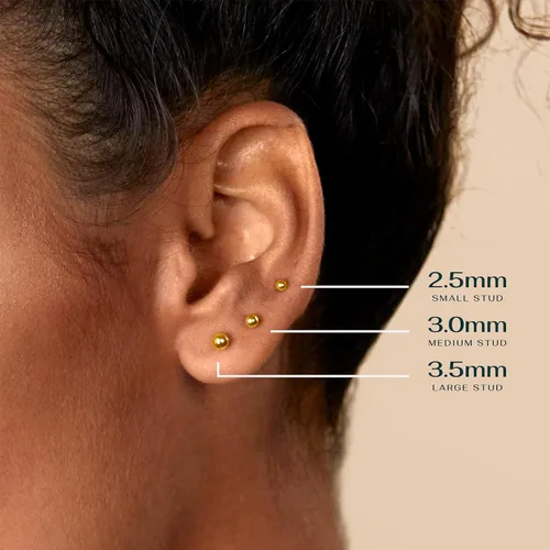Miniatura 2 de PAVOI 14K Gold Plated Solid 925 Sterling Silver Post Ball Stud Flat Back Earrings for Women Cartilage Earring Helix Piercing Jewelry Small Stud