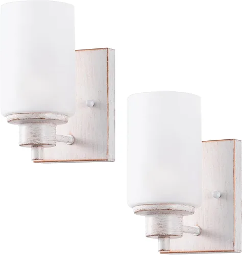 Miniatura 14 de Paquete de 2 lámparas de tocador de baño, apliques de pared, modernas luces de pared de baño interiores con vidrio semillado, accesorios de pared