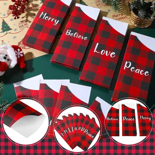 Miniatura 7 de Roowest 100 bolsas de cubiertos de Navidad desechables, soporte para cubiertos de papel de Navidad, bolsas para Navidad, hogar, boda, fiesta