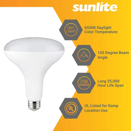 Miniatura 3 de Sunlite 41191 Bombilla LED BR40 empotrable, 14 W (equivalente a 85 W), 1060 lúmenes, base media (E26), regulable, inundación, certificación UL, 6500