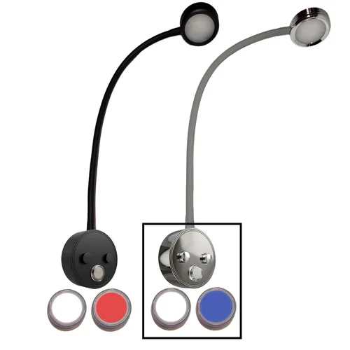 Wave One Marine Luz de lectura LED de cuello de cisne de doble color | Flexible regulable velero cabina mapa pared barco yate RV iluminación