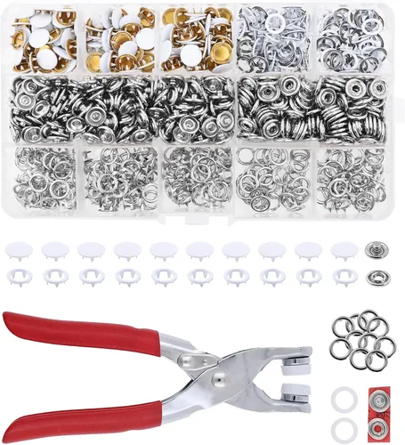 Miniatura 14 de Kit de botón de presión de metal Mandala Crafts - Botones a presión y herramienta de cierre a presión - Cierres coloridos de 9.5mm para coser, ropa