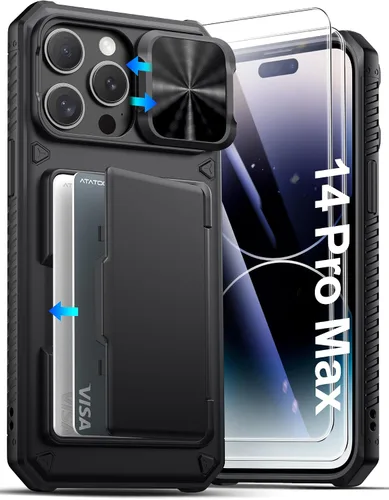 Miniatura 24 de ATATOO Funda para iPhone 17, tarjetero integrado (almacena 3-5 tarjetas) y funda para cámara deslizante y bloqueo RFID, protección de grado militar