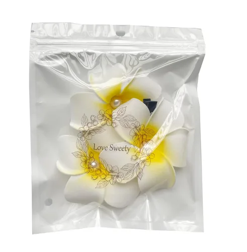 Miniatura 4 de 3 pinzas hawaianas para el pelo de Plumeria Galsang con pasadores para fiesta en la playa (1#P blanco)