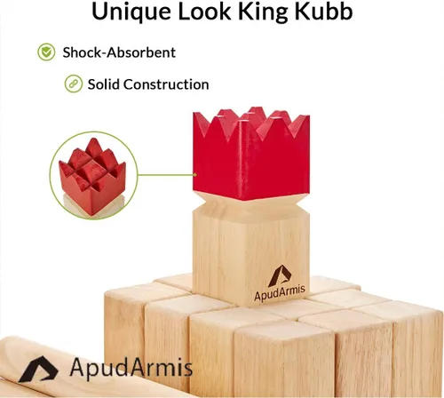 Miniatura 3 de ApudArmis Juego de Patio Kubb, Ajedrez Vikingo Clash Toss Juego de Patio para Exteriores con Estuche de Transporte - Juego de Madera de Goma