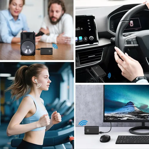 Miniatura 7 de Receptor transmisor Bluetooth 2 en 1, adaptador Bluetooth auxiliar para automóvil, adaptador de audio inalámbrico de 0.138 in, sistema de audio