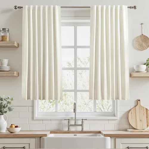 Miniatura 24 de UHITECH Cortinas opacas de 35 pulgadas de largo para sala de estar, 2 paneles, cortina opaca corta para cocina para ventanas pequeñas, cortinas