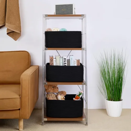Miniatura 4 de MiniArk Cestas grandes de almacenamiento para estantes, organizadores de armario, para ropa, manta, toallas, guardería, caja de juguetes, cestas