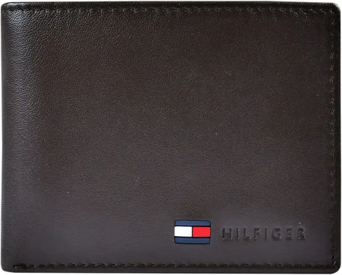 Tommy Hilfiger billetera de piel para hombre delgada y plegable con 6bolsillos para tarjetas de crédito y ventana extraíble para identificación