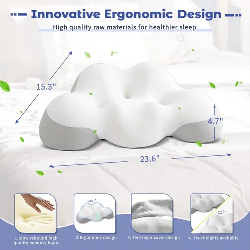 Miniatura 6 de Almohada cervical para cuello y hombro, almohada ergonómica para dormir lateral para soporte del cuello, almohadas de espuma viscoelástica