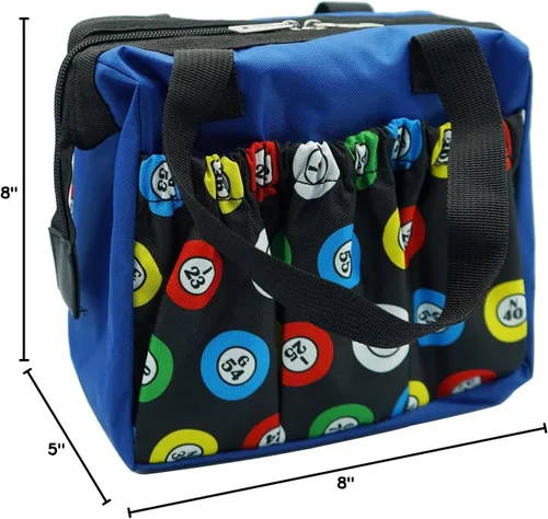 Miniatura 7 de Yuanhe Bolsas de Bingo Dauber con 6 Bolsillos, Bolsa de Bingo Azul Azul / Patchwork