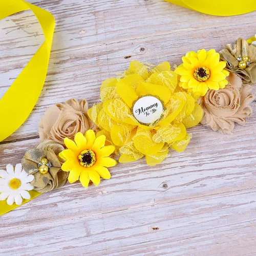 Miniatura 4 de Faja de maternidad para baby shower, juego de pines de ramillete para mamá para ser papá para ser padre (girasol amarillo)