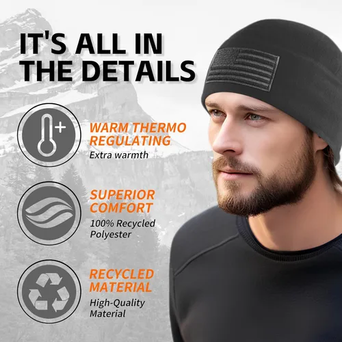 Miniatura 3 de Gorra de reloj de forro polar con bandera estadounidense, gorro táctico militar para múltiples estaciones de Estados Unidos, gorro cálido de invierno