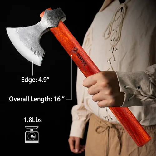 Miniatura 4 de NEDFOSS Hacha de lanzamiento de campeón de 16 pulgadas, hachas de lanzamiento y tomahawks con acero de alto carbono 1065 y mango de madera, perfecto
