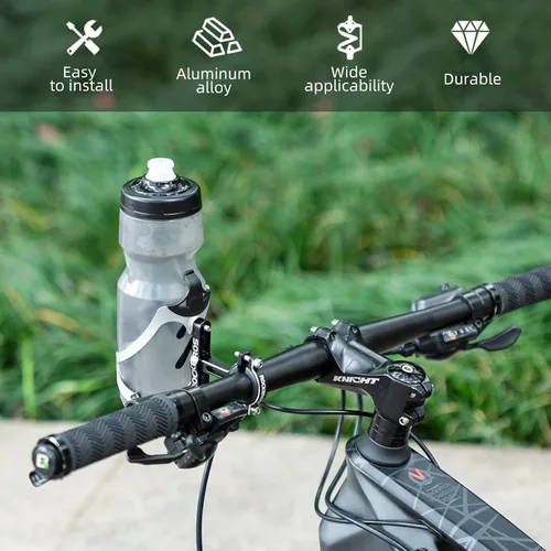 Miniatura 2 de ROCKBROS Adaptador de jaula de botella de bicicleta, manillar de bicicleta, soporte de botella de agua, soporte de botella de aluminio ajustable