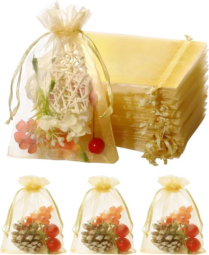Miniatura 9 de Hopttreely 50 bolsas de organza - 4x4.72 pulgadas (10x12cm) bolsitas con cordón para joyería para bodas, fiestas, festivales y regalos