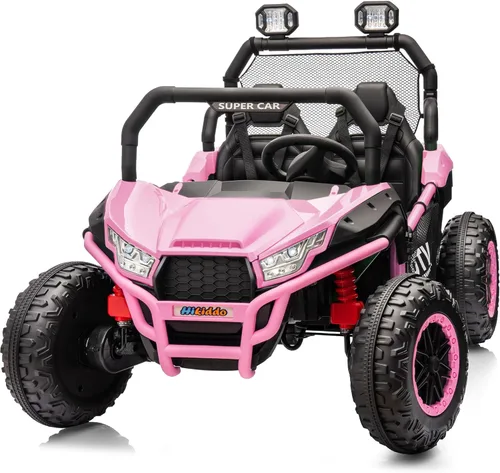 Miniatura 11 de Hikiddo Vehículo UTV de 2 plazas, auto de juguete para niños grandes con control remoto, 2WD/4WD conmutable, 4 motores de 200 W, rojo oscuro