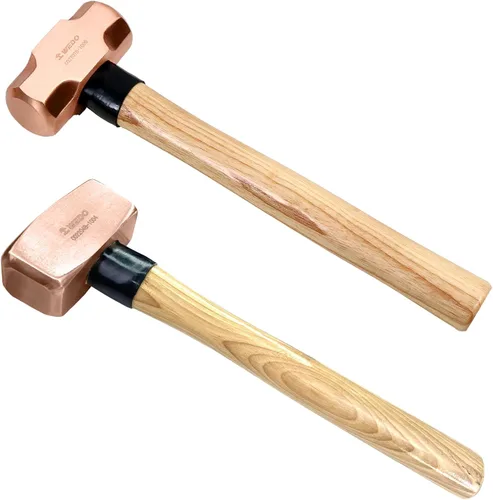 Miniatura 9 de WEDO Juego de martillo de trineo de cobre de 3 piezas, 3 lb+4 lb+5 libras, mango de fibra de vidrio, forja, resistente a la corrosión, estándar DIN
