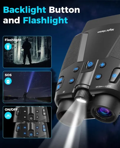Miniatura 6 de Gafas de visión nocturna, prismáticos de visión nocturna 4K con pantalla HD de 3.99 pulgadas, 10000 mAh recargable, tarjeta de 64 GB incluida