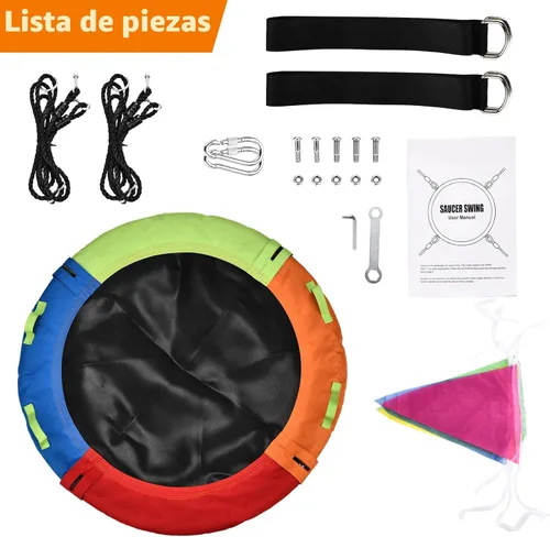 Miniatura 6 de Columpio para árbol, columpio de platillo, 40 pulgadas, capacidad de peso de 900 libras, con correas colgantes ajustables, para patio trasero al
