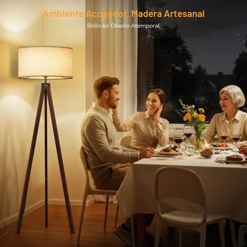 Miniatura 2 de LEPOWER Lámpara de pie de trípode de madera, lámpara de pie de mediados de siglo, luz de estudio de diseño moderno para sala de estar, dormitorio