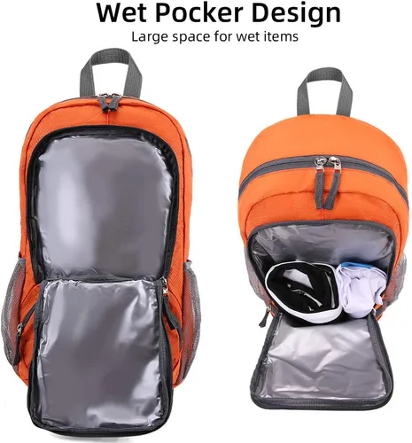 Miniatura 6 de FENGDONG mochila ligera plegable impermeable de 35L, mochila de senderismo pequeña para viajes, para hombres y mujeres