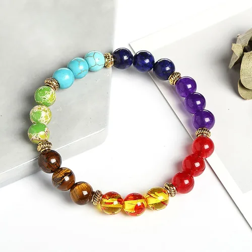 Miniatura 3 de Natural Stone Beaded bracelets for Women and Men FengShui Bracelets Stress Relief Anxiety 7 Chakras Bracelet with Gift Box Jewelry Gift for