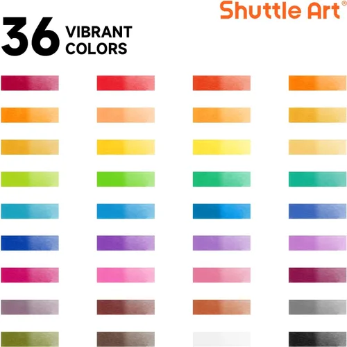 Miniatura 2 de Shuttle Art Juego de Pintura de Acuarela de 43 Piezas, Juego de Pastillas de Acuarela de 36 Colores con 6 Pinceles y 1 Bloc de Acuarela