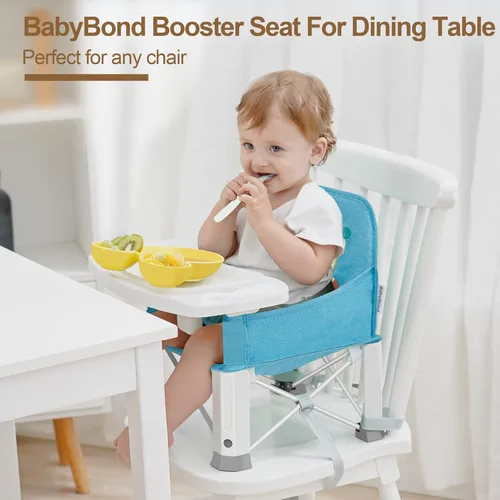 Miniatura 3 de BabyBond - Asiento elevador de viaje para bebé con doble bandeja, silla de bebé portátil mejorada para niños pequeños, asiento elevador para mesa