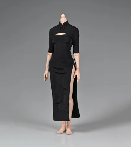 Miniatura 7 de Ropa femenina a escala 1/6, falda Cheongsam elástica para disfraz de 12 pulgadas PH TBL JO figura de acción (rosa)