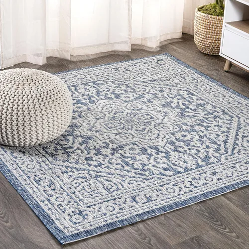 Miniatura 102 de Eyely BMS101D-28 - Alfombra de pasillo con textura de medallón de Santa Mónica Slesi, para interiores y exteriores, estilo costero, bohemio, Gris
