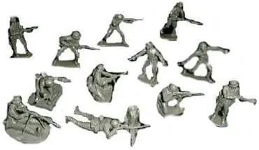 Soldados de juguete clásicos de la Segunda Guerra Mundial Infantería alemana 12 figuras en 12 poses en gris