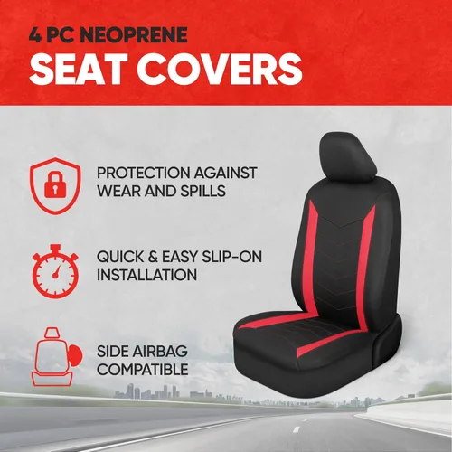 Miniatura 2 de Motor Trend SpillGuard 2 - Fundas de asiento rojas para automóviles y fundas de asiento para camiones, forro de neopreno, fundas de asiento Rojo