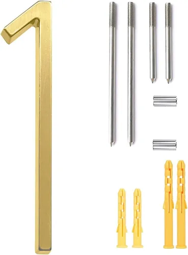 Miniatura 52 de Número de casa flotante de 5'', números de casa modernos - aleación de zinc, número de dirección de casa con exquisito proceso de dibujo - dorado