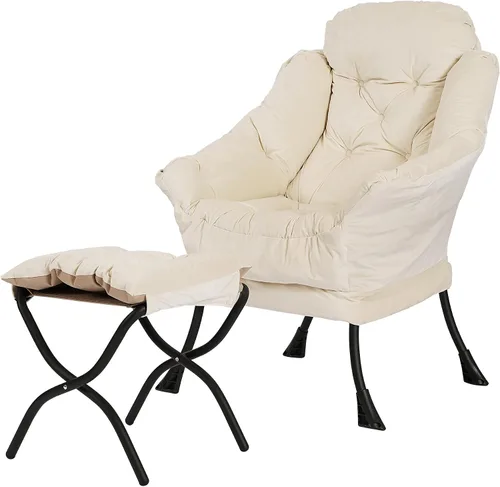 Miniatura 19 de Silla reclinable con otomana plegable, sillas de sala de estar, silla de salón contemporánea de acento, silla de sofá de ocio con marco de acero