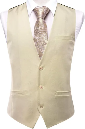 Miniatura 2 de Hi-Tie Chaleco de traje vintage para hombre, cuello a medida, cuello en V, un solo pecho, sin mangas, para boda, formal, baile de graduación