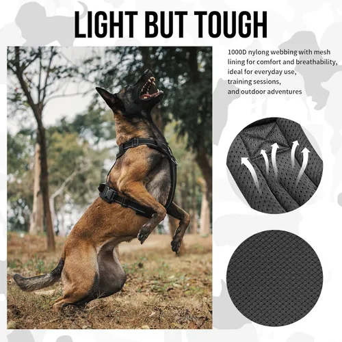 Miniatura 4 de OneTigris - Arnés para perro, chaleco para perro con acolchado suave sin tirones, nylon ajustable táctico de alta resistencia para perros medianos