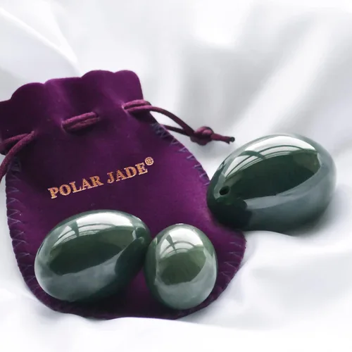Juego de 3 huevos de piedra de jade nefrita - Grandes, medianos y pequeños | Piedra natural pulida a mano lisa perforada a mano con cuerda, cepillo