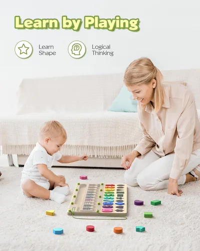 Miniatura 3 de Airbition Juguetes Montessori de 3 años en adelante, laberinto magnético de color y números, clasificación de formas para niños pequeños