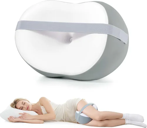 Almohada de rodilla para dormir de lado, almohada de piernas para dormir de lado, alivio del dolor de cadera, ciática y espalda baja, con espuma Gris