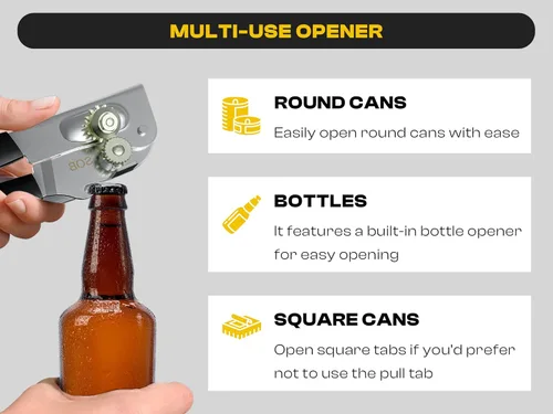 Miniatura 5 de Abrelatas resistente con imán – Abrelatas comercial manual para personas mayores, de mano, hoja afilada, borde liso, perilla plegable para un fácil