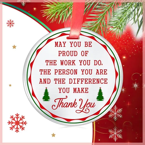 Miniatura 3 de Adorno de Navidad con texto en inglés «Thank You» «May You Be Proud of– Compañero de trabajo, apreciación laboral, recuerdo de jubilación