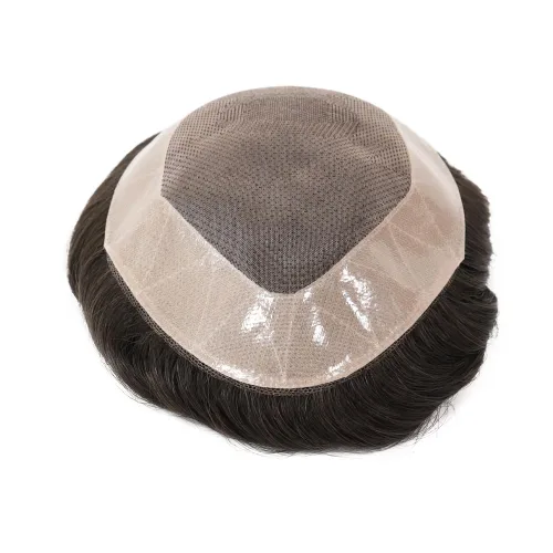 Miniatura 3 de Toupee para hombres piezas de cabello, sistemas de reemplazo de cabello humano, pelucas de cabello de densidad media, unidad de cabello negro NPU