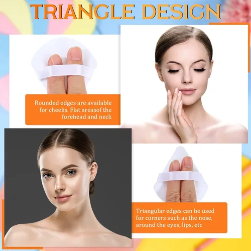 Miniatura 5 de Meanplan 100 esponjas de maquillaje suaves triangulares para la cara, esponjas de maquillaje suaves para terciopelo suelto, base cosmética, esponja