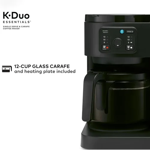 Miniatura 4 de K-Duo Essentials - Cafetera para bebidas calientes y heladas, cafetera KCup de una sola porción y jarra de café por goteo de 12 tazas, depósito
