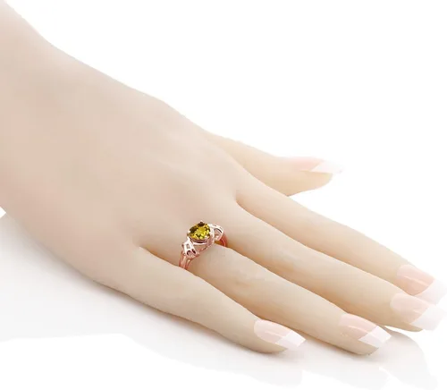 Miniatura 3 de 1,05Ct citrino amarillo forma de corazón 18K chapado en oro rosa anillo de plata