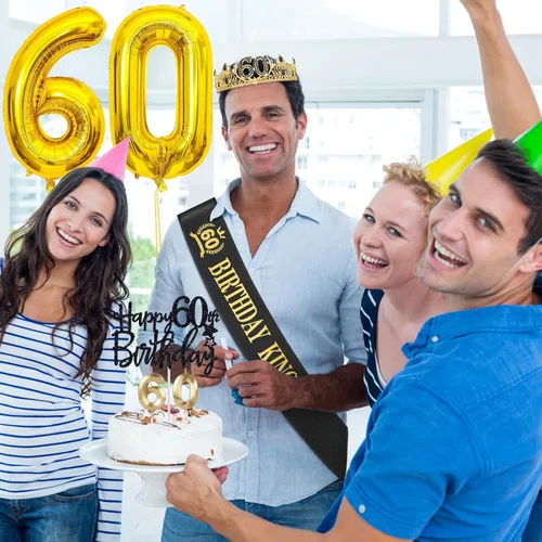 Miniatura 5 de Regalos de cumpleaños número 60 para hombres, decoraciones de cumpleaños número 60 para hombres, suministros de decoración de fiesta que incluyen